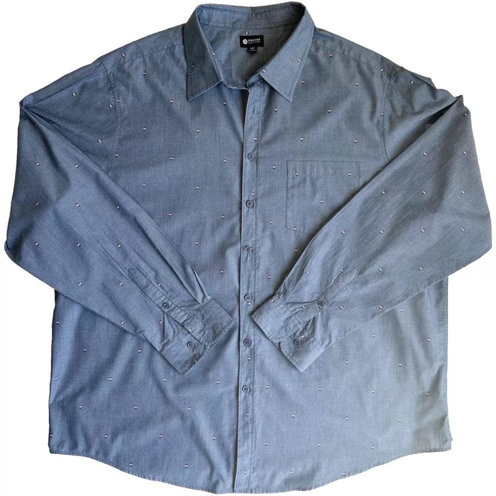 Haggar Clothing 3XLT Button Up Shirt Long Sleeve Blue Collared Big & Tall